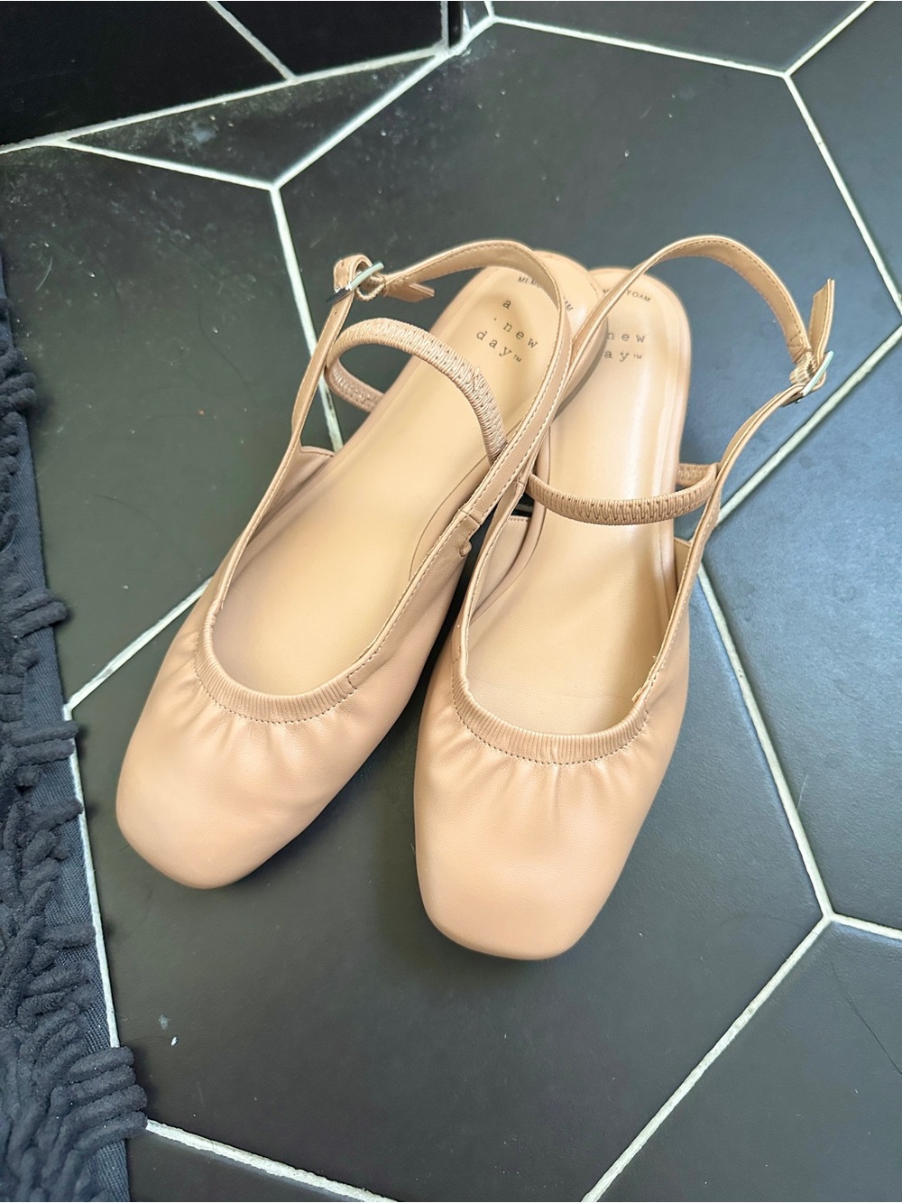 Women's a new day Tan Slingback Ballet Flats memory foam
